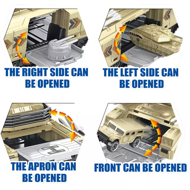 Battle Tank Toy With Realistic Rotating Turret Military Vehicles Sets With 6 Mini Cars 1 Mini Plane