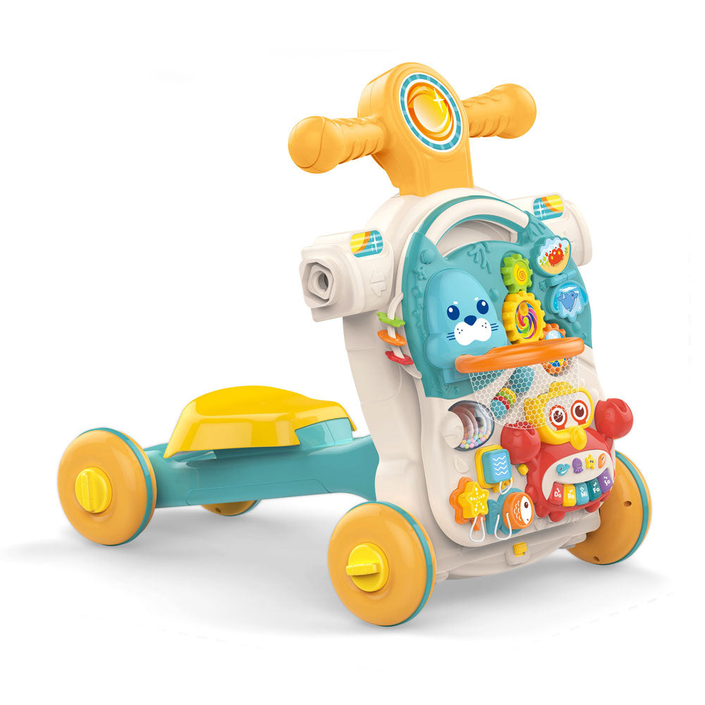 4-in-1 Kids Baby Game Table Walker Scooter Stroller Game Toddler Music Panel Activity Early Learning