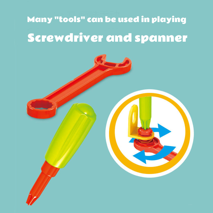 183pcs Creative STEM Mosaic Building Blocks Bricks Peg Spanner Screwdriver Assemble Toy Set Suitcase