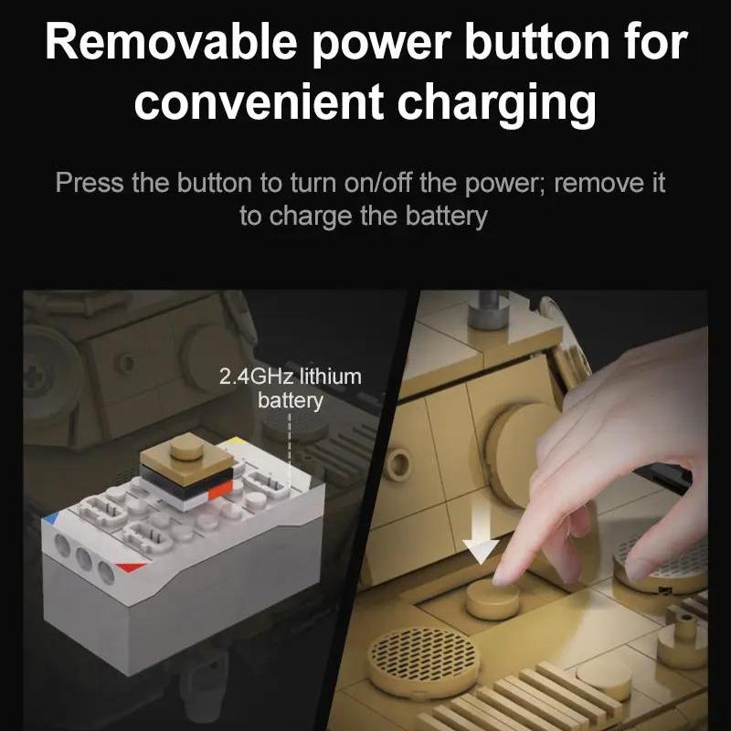 CaDA C61073W 907PCS Bricks Model RC Panther Tank Model High Tech MOC Building Blocks Set Assembled Remote Control Car Toys Vehicle