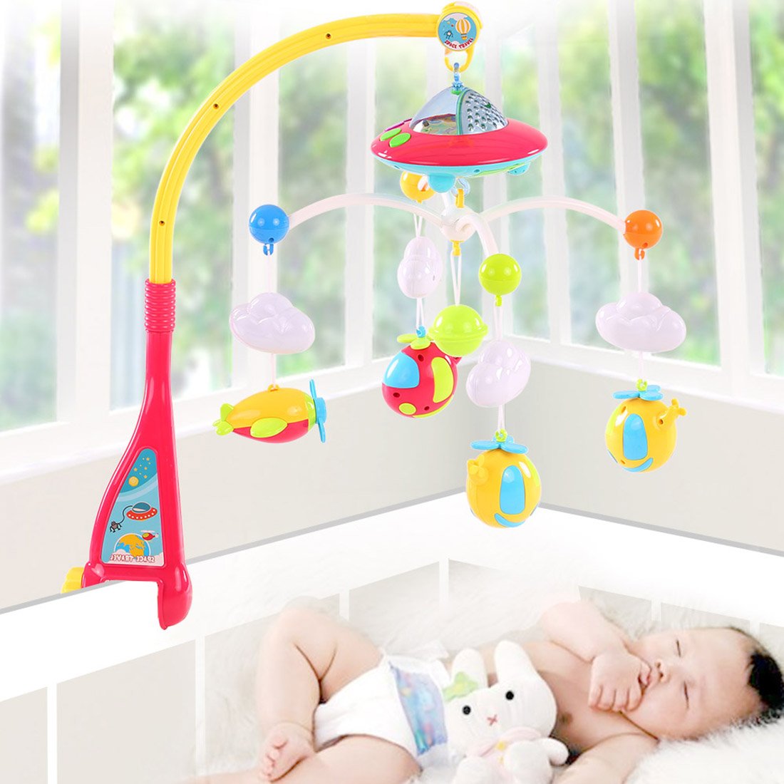 Remote Control Musical Cot Mobile Crib Bell Bed Ring Hanging Rotate Ra
