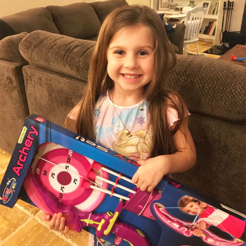 Fonderland Light Up Bow With 3 Suction Cup Arrows Kids Archery Toys Set Girl Like Gift