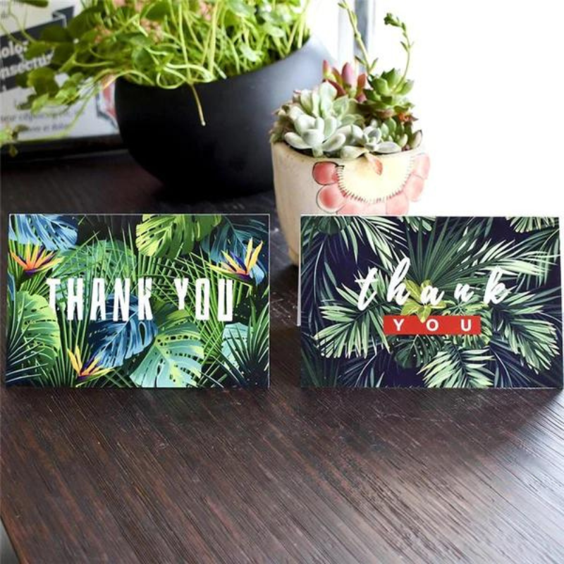 24pcs Premium Greeting Cards Thank You Cards 6 Styles Bulk Mixed Party Card Pack With Envelopes and Stickers - Tropical Plants