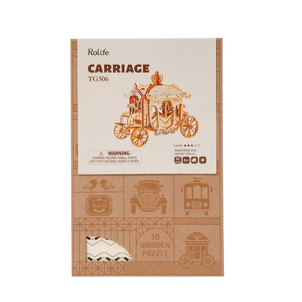 Robotime Classic Carriage Modern DIY 3D Wooden Puzzle Model Kit Toy TG506