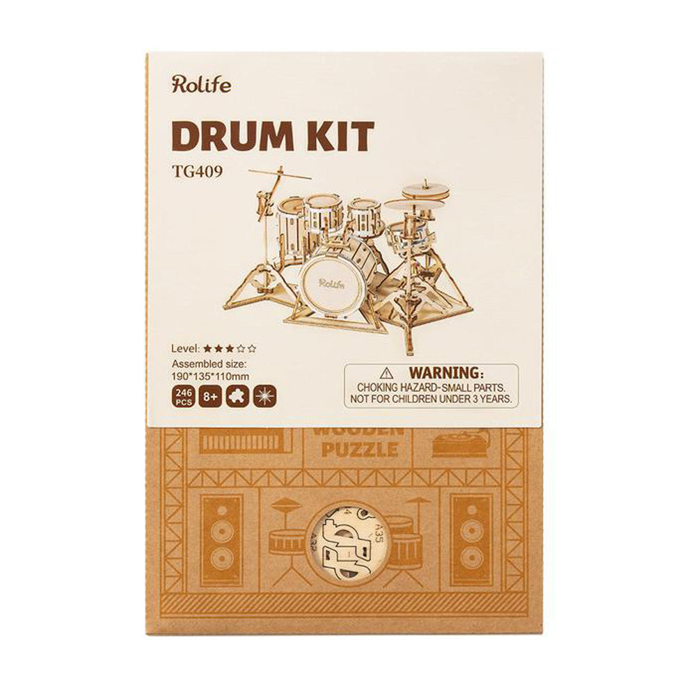 Robotime Drum Kit TG409 DIY 3D Wooden Puzzle Model Kit Toy Gift TG409