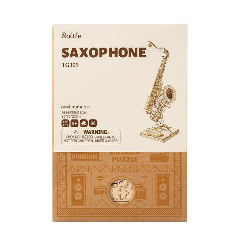 Robotime Saxophone Modern DIY 3D Wooden Puzzle Model Kit Toy Gift TG309