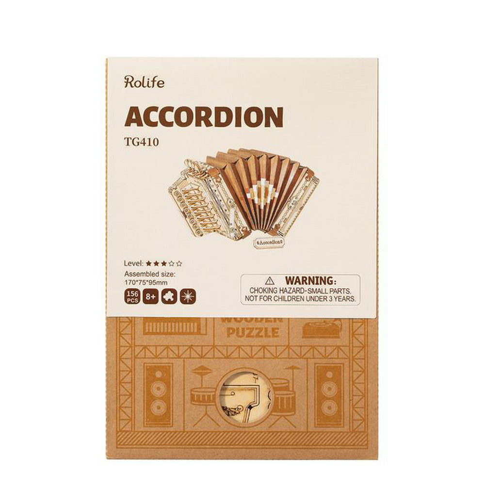 Robotime Rolife Accordion TG410 DIY 3D Wooden Puzzle Model Kit Toy Gift TG410