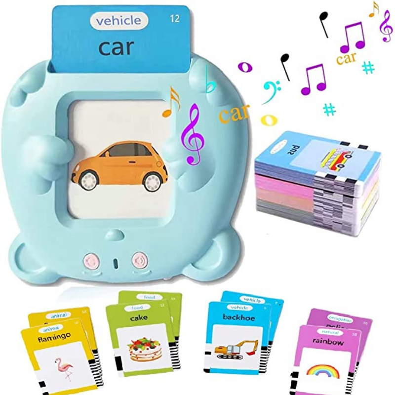 Preschool Learning Toys Cute Bear Shape Early Educational Intelligent Electric Kids Talking Flash Card Words Reading Learning Machine 224 Words Pink