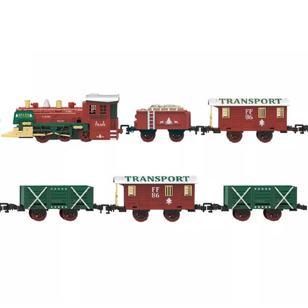 Delux Christmas Steam Train Set for Kids with Light & Sounds Smoke Effect 27 Track Electric Train Set Great Accessory for Kids Gift