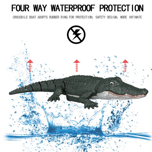 2.4G RC Crocodile Electric RC Boat Gag Funny Toy High-speed Waterproof Remote Control Watercraft Toy for Summer Water Fun