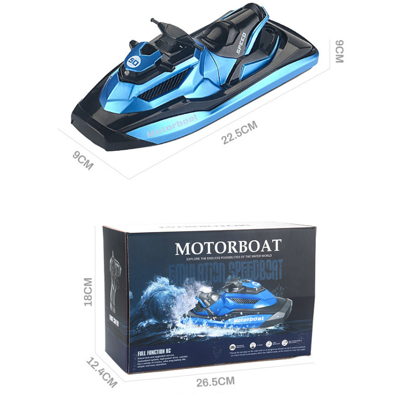 2.4GHz 4CH RC Remote Control Motorboat Racing Boat 1/47 Speedboat Kids Toy Silver Blue