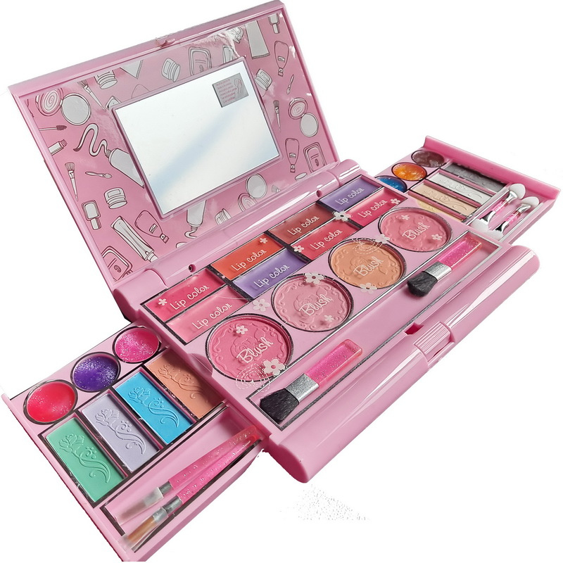 Kid Girls Makeup Set Glamour Makeup Compact Eco-friendly Cosmetic Pretend Play Kit Princess Toy
