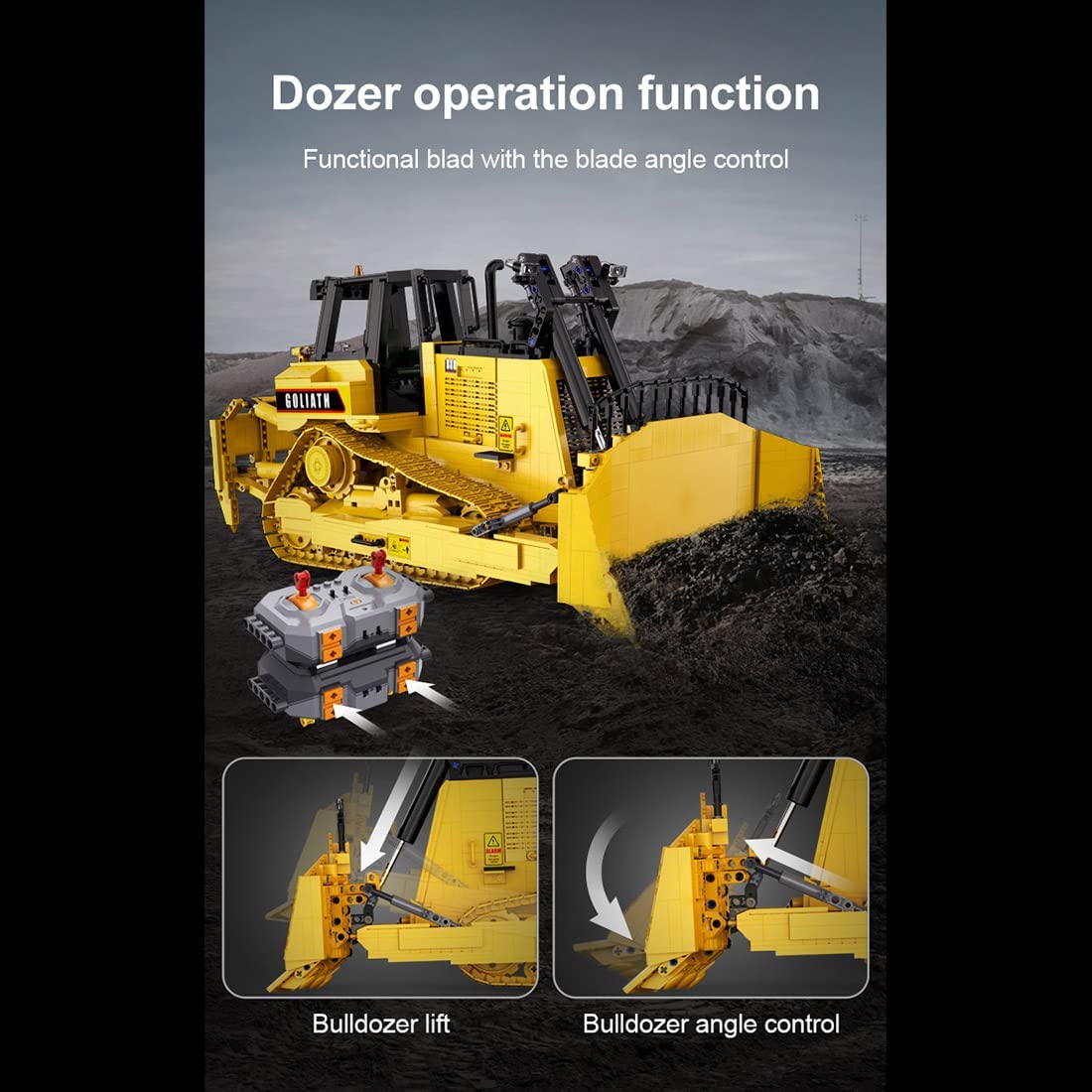 CaDA C61056W 2826PCS Goliath Bulldozer 1:16 RC Bulldozer Building Blocks Toy Set