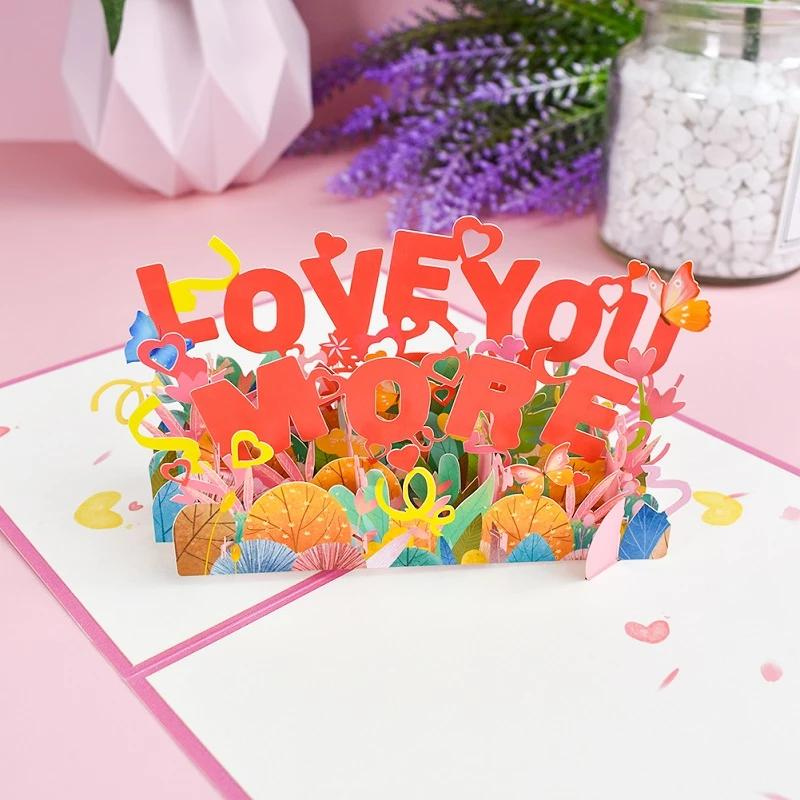 Magic Pop Up Valentine Card 3D Happy Greeting Love More 15x20cm with an envelope