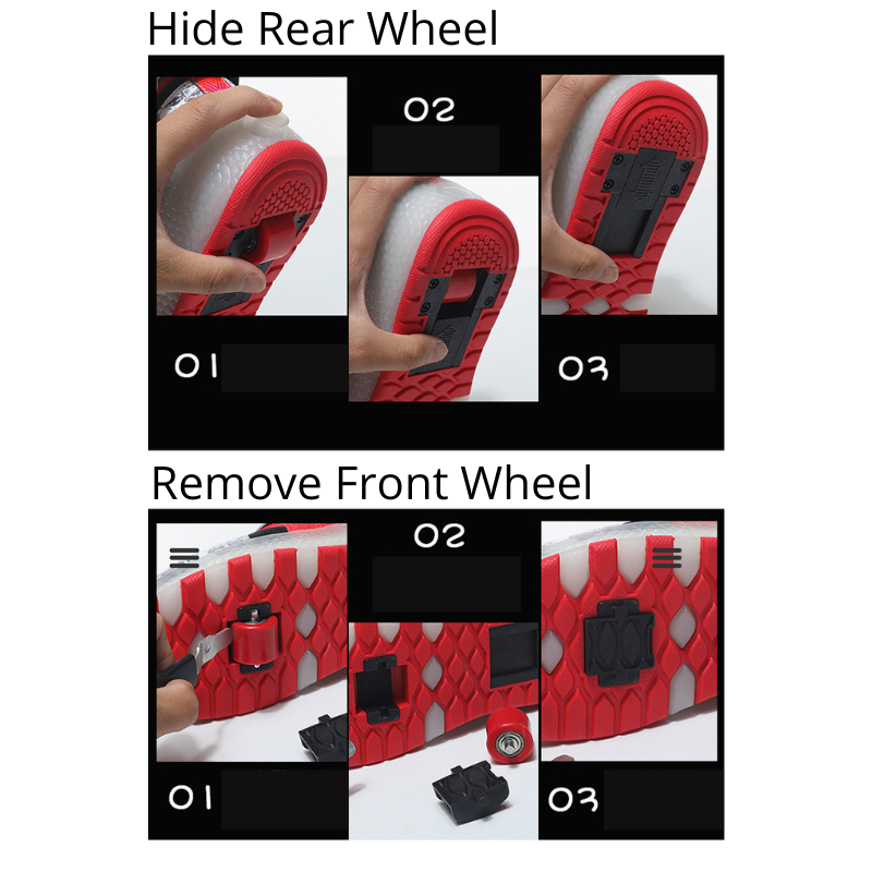 Roller Skate Sneaker Wheeled rechargeable LED Flash Light Sneakers Roller Skate Shoes For Kids With Double Wheel White