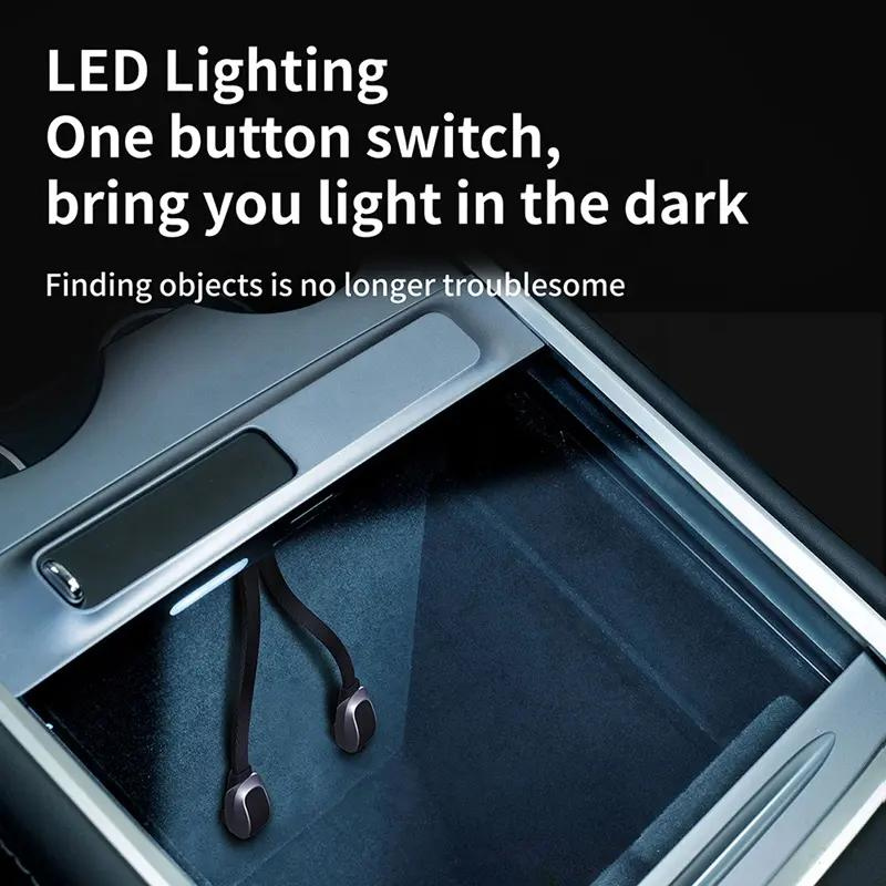 Premium Tesla Model 3/Y Docking Station – Fast Charging, LED Lighting & Dustproof Design – 27W Fast Charge, Dual USB & LED Lighting