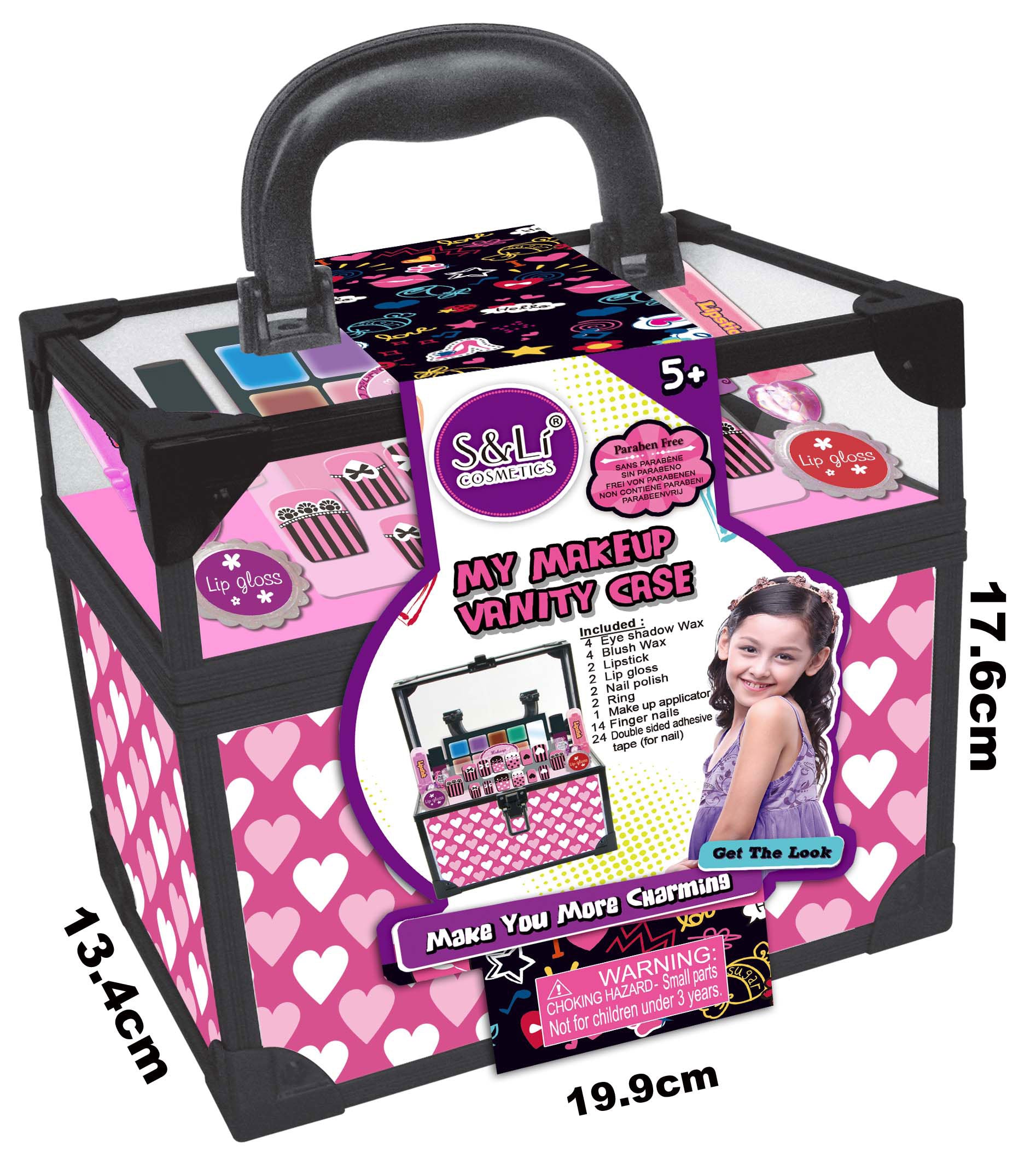 Kid Girls Makeup Set Lipstick Set Suitcase Style Cosmetic Pretend Play Kit Princess Toy