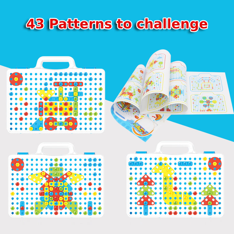 237PCS Mosaic Building Blocks Peg Electric Drill Assemble Toy Set Birthday Gift