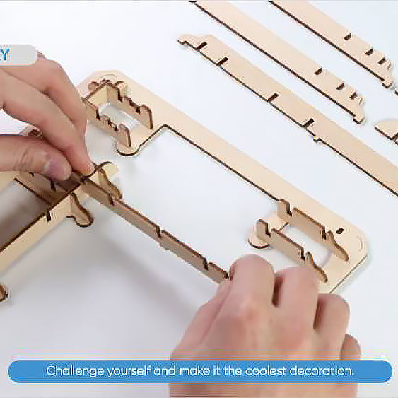 Robotime 3D DIY Wooden Puzzle Mechanical Gear Drive Marble Parkour Run Set LG501