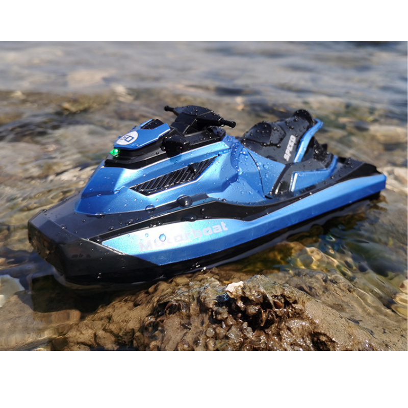 2.4GHz 4CH RC Remote Control Motorboat Racing Boat 1/47 Speedboat Kids Toy Silver Blue