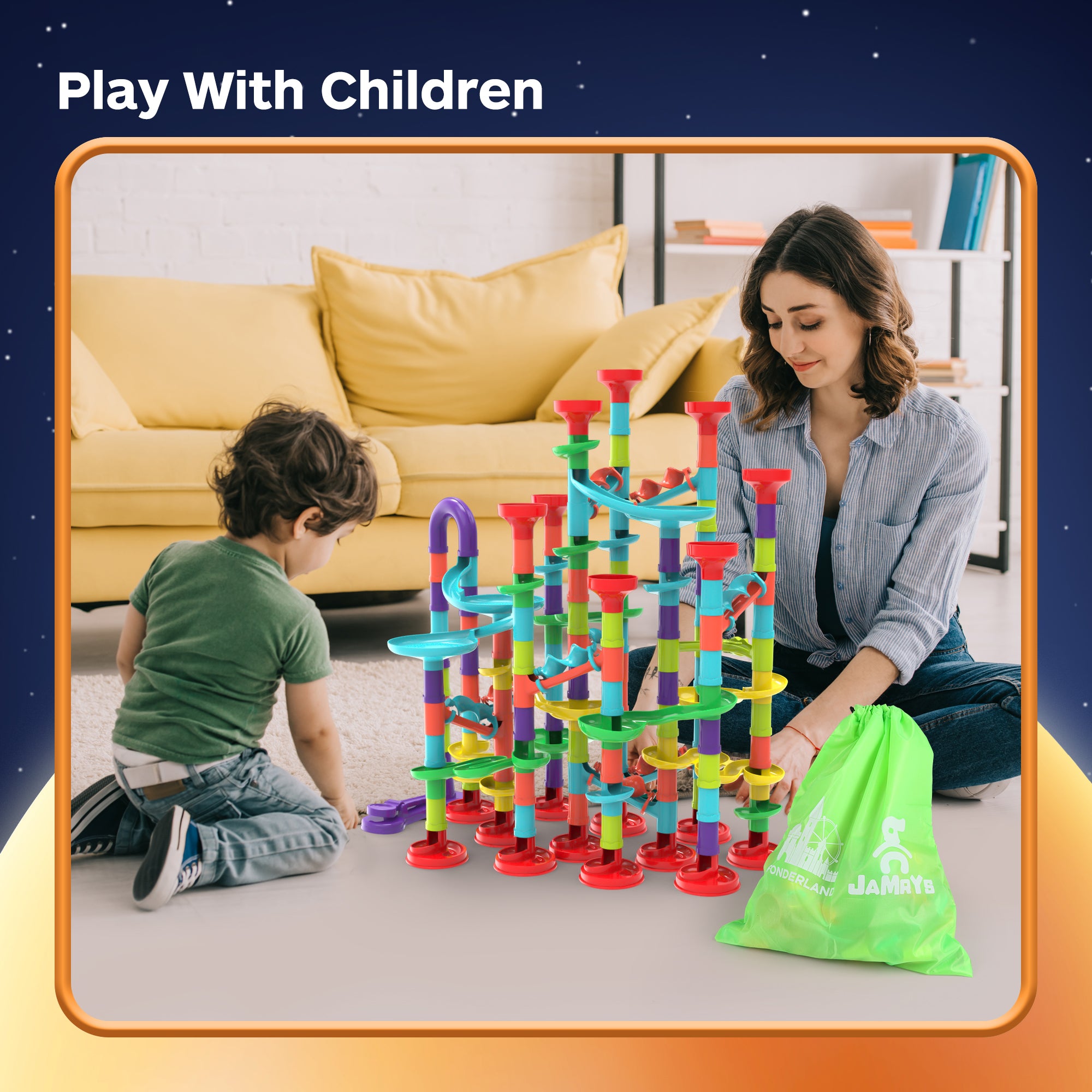 Fonderland 303pcs Large Marble Race Run Building Blocks with Luminous Beads Toys Educational Preschool Kids Deluxe Set