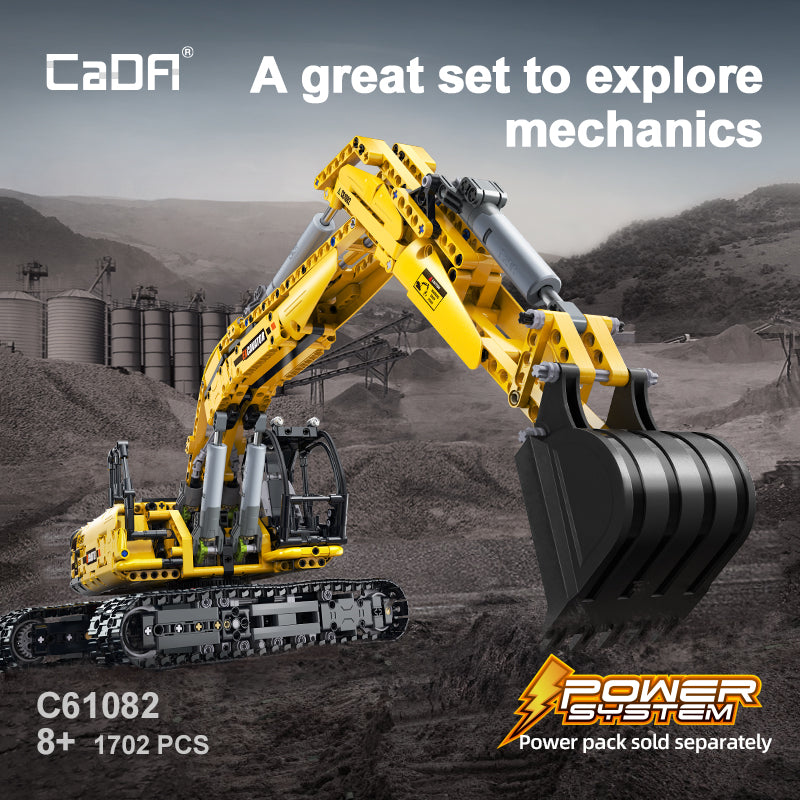 CaDA C61082W 1702pcs High-Tech Excavator Truck Vehicles Building Blocks Models