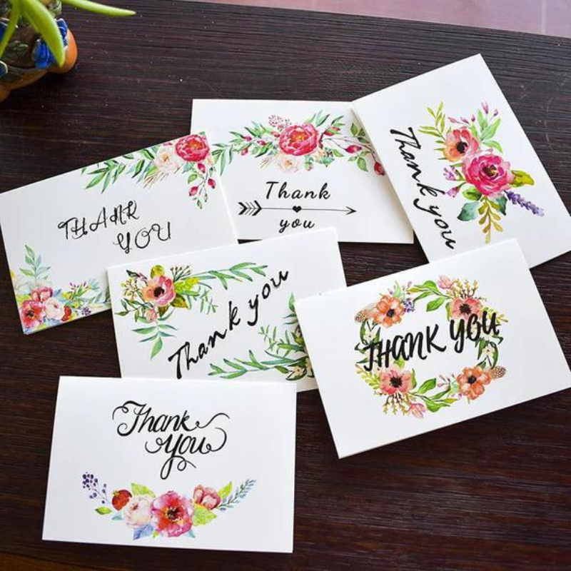 48pcs Premium Greeting Cards Thank You Cards 6 Styles Bulk Mixed Party Card Pack With Envelopes and Stickers - Greenery Floral