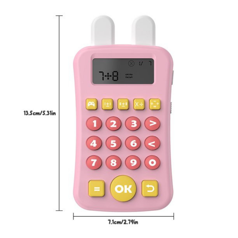 Montessori Mini Maths Teaching Calculator Early Learning Math Machine with Timing Maths Learning Educational Game for Kids Pink