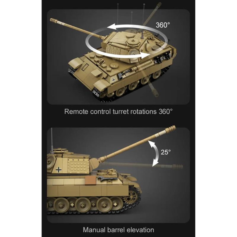 CaDA C61073W 907PCS Bricks Model RC Panther Tank Model High Tech MOC Building Blocks Set Assembled Remote Control Car Toys Vehicle