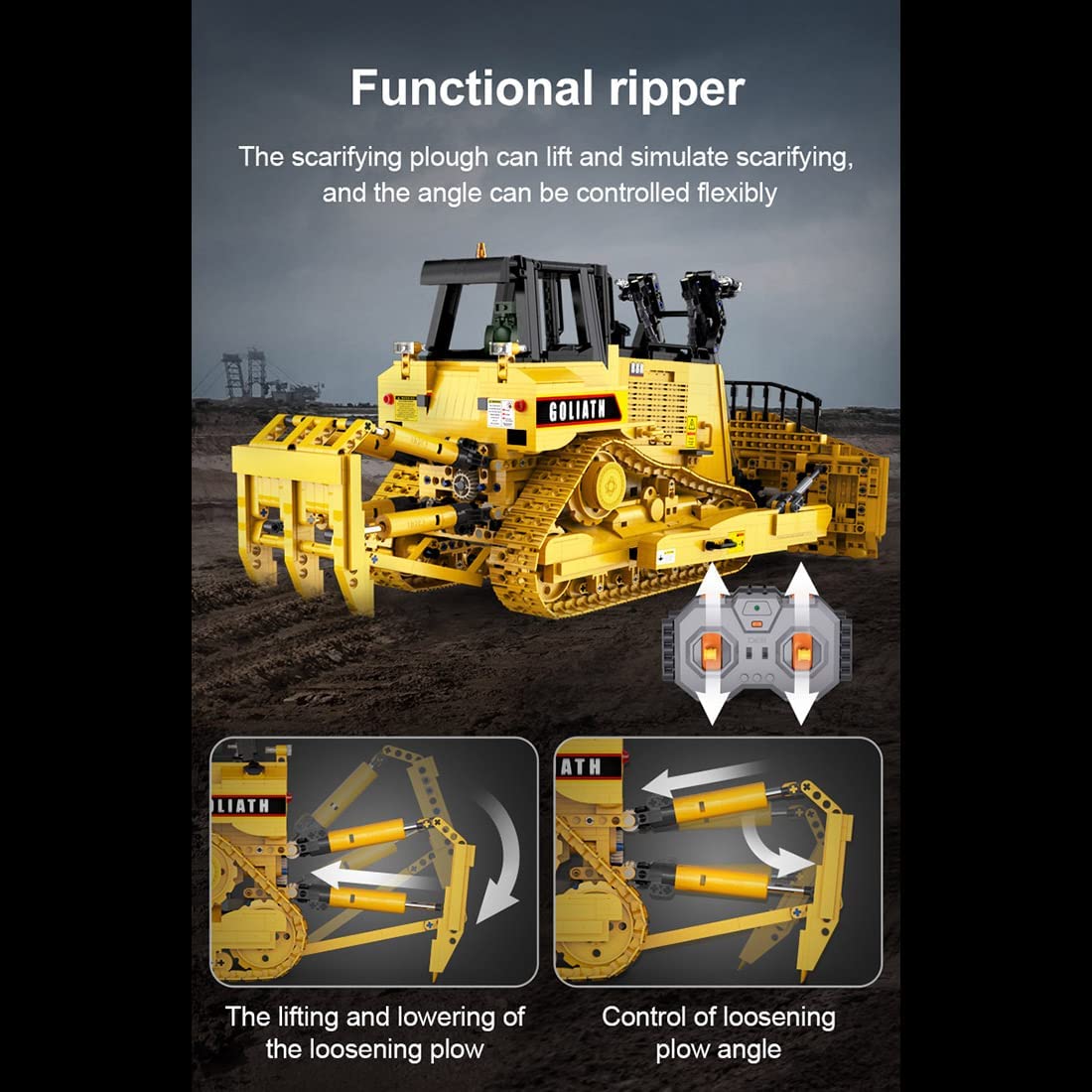 CaDA C61056W 2826PCS Goliath Bulldozer 1:16 RC Bulldozer Building Blocks Toy Set