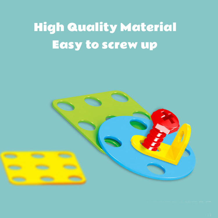 183pcs Creative STEM Mosaic Building Blocks Bricks Peg Spanner Screwdriver Assemble Toy Set Suitcase