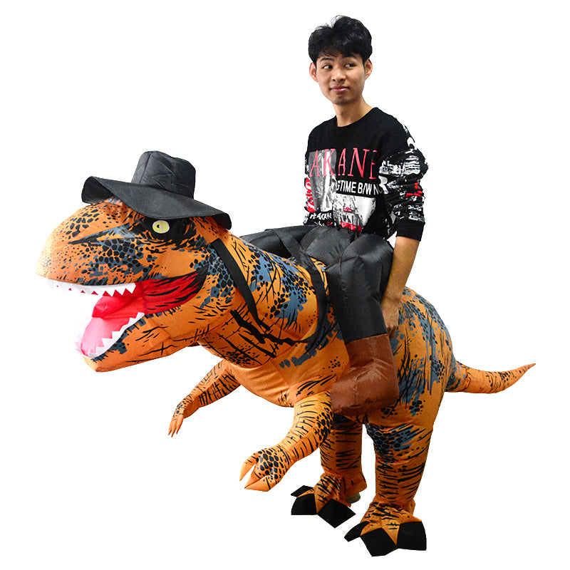 Fancy Mascot Dinosaur Inflatable Costume for Adult Man Woman Ride on Dino Halloween Cosplay Dress Christmas T-rex Suit Book Week Costume