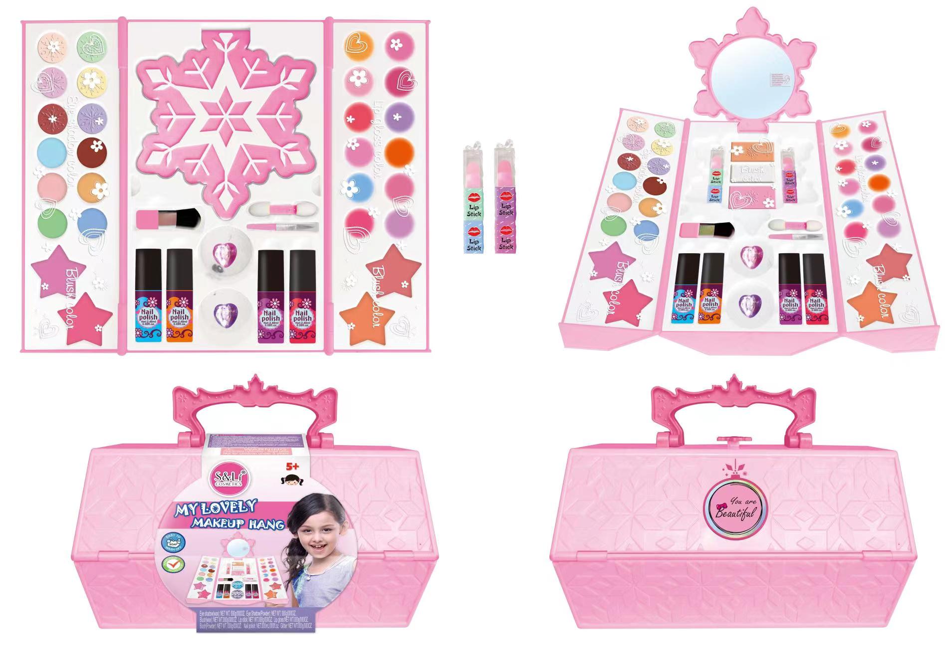 Kid Girls Makeup Set My Lovely Makeup Handbag Set Eco-friendly Cosmetic Pretend Play Kit Princess Toy