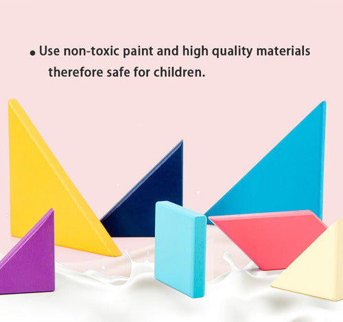 18cm Wooden Tangram Macaron Educational Montessori Toy Kid Puzzle Preschool
