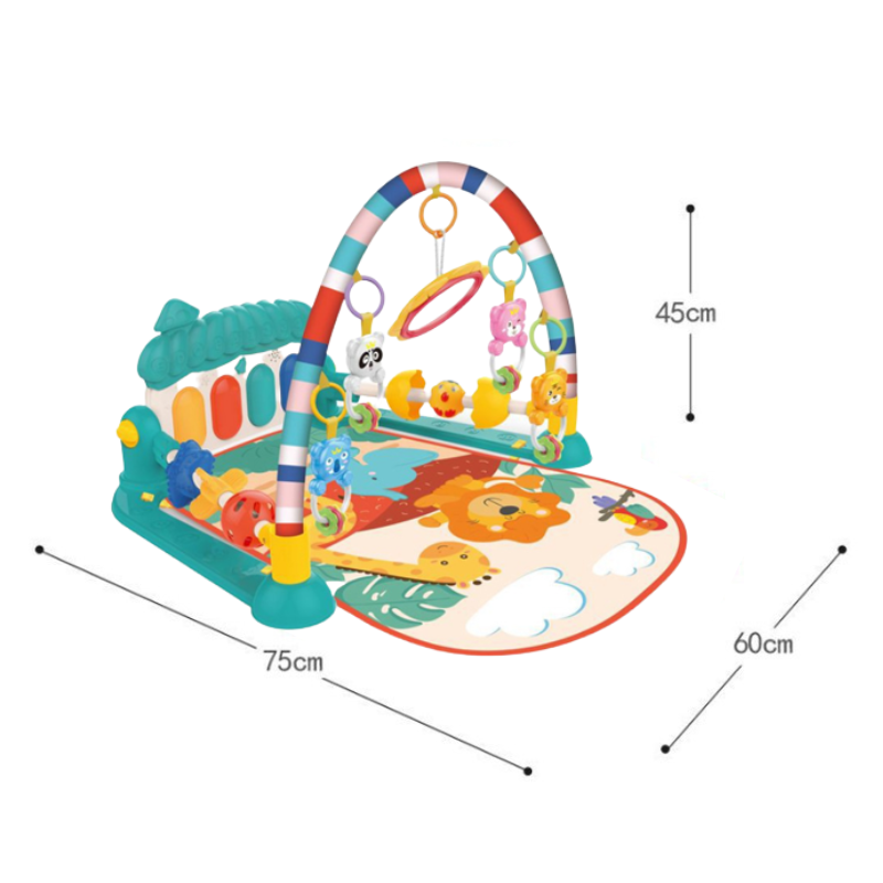 Baby Gyms Play Mats Musical Activity Center Kick & Play Piano Gym Tummy Time Padded Mat for Newborn Toddler Infants Green