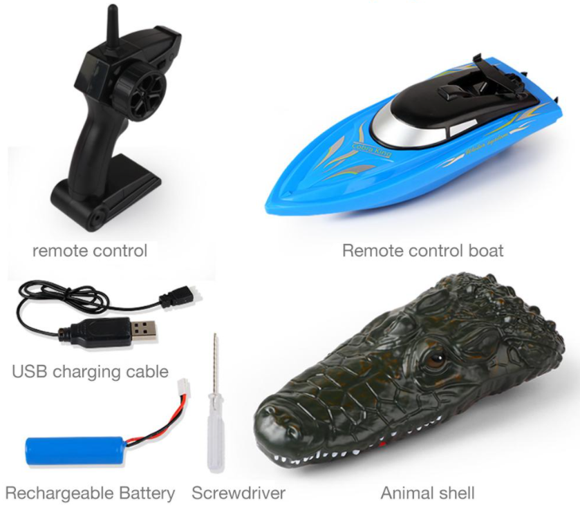 2 In 1 RC 2.4GHz Remote Control Kids Electric Crocodile Head Racing Boat Yacht
