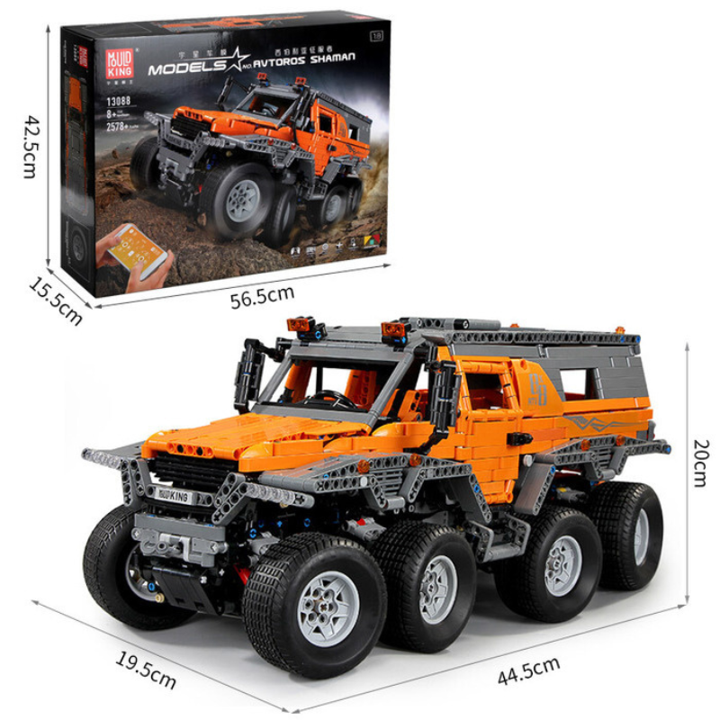 2578pcs Mould King 13088 Avtoros Shaman Siberia Off-Road Vehicle Model APP Remote Control Building Blocks Toy Set