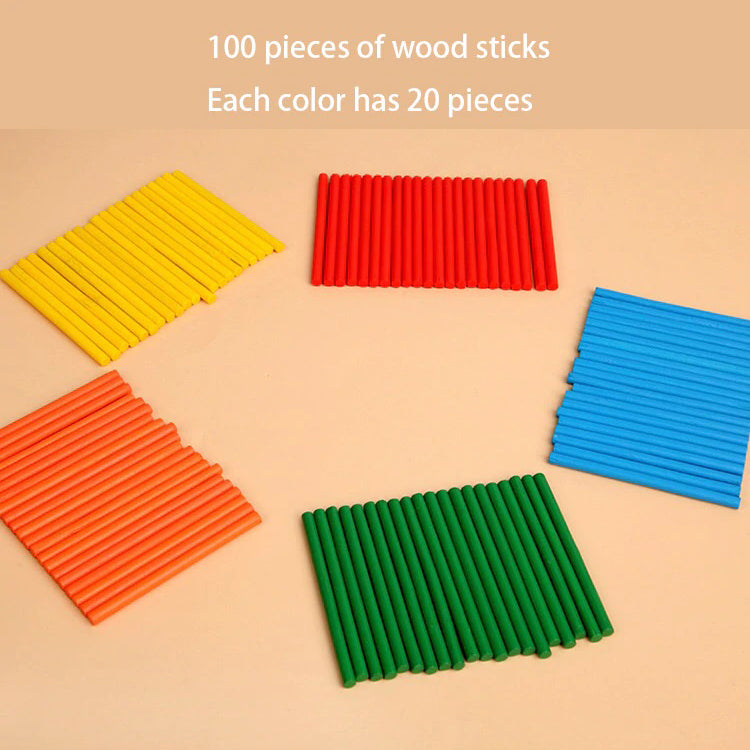 Wooden Math Kit for Kids 3+ | STEM Learning Toy with Counting Sticks, Number Cards & Marker | Develop Numeracy, Creativity & Logic | Non-Toxic Preschool Gift