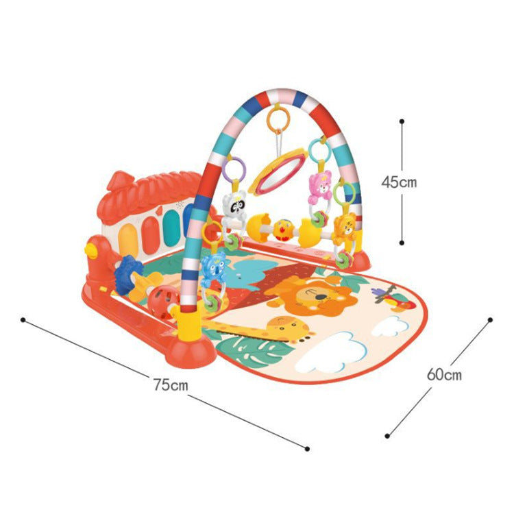 Baby Gyms Play Mats Musical Activity Center Kick & Play Piano Gym Tummy Time Padded Mat for Newborn Toddler Infants Red