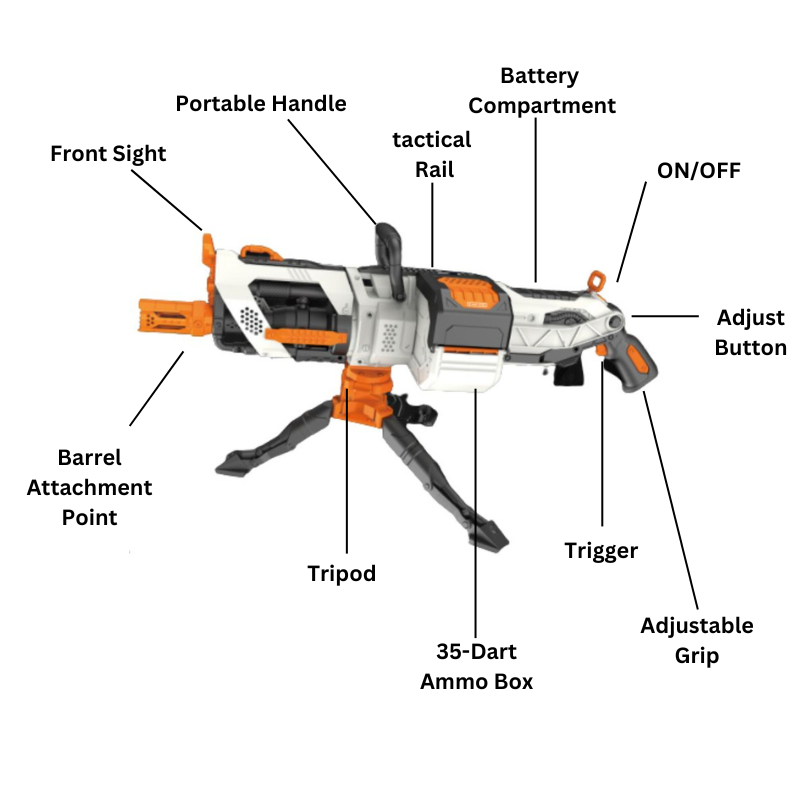 Rapid Roller Blaster Electric Motorised Dart Shooting Gun Toy 40 Soft Foam Bullet