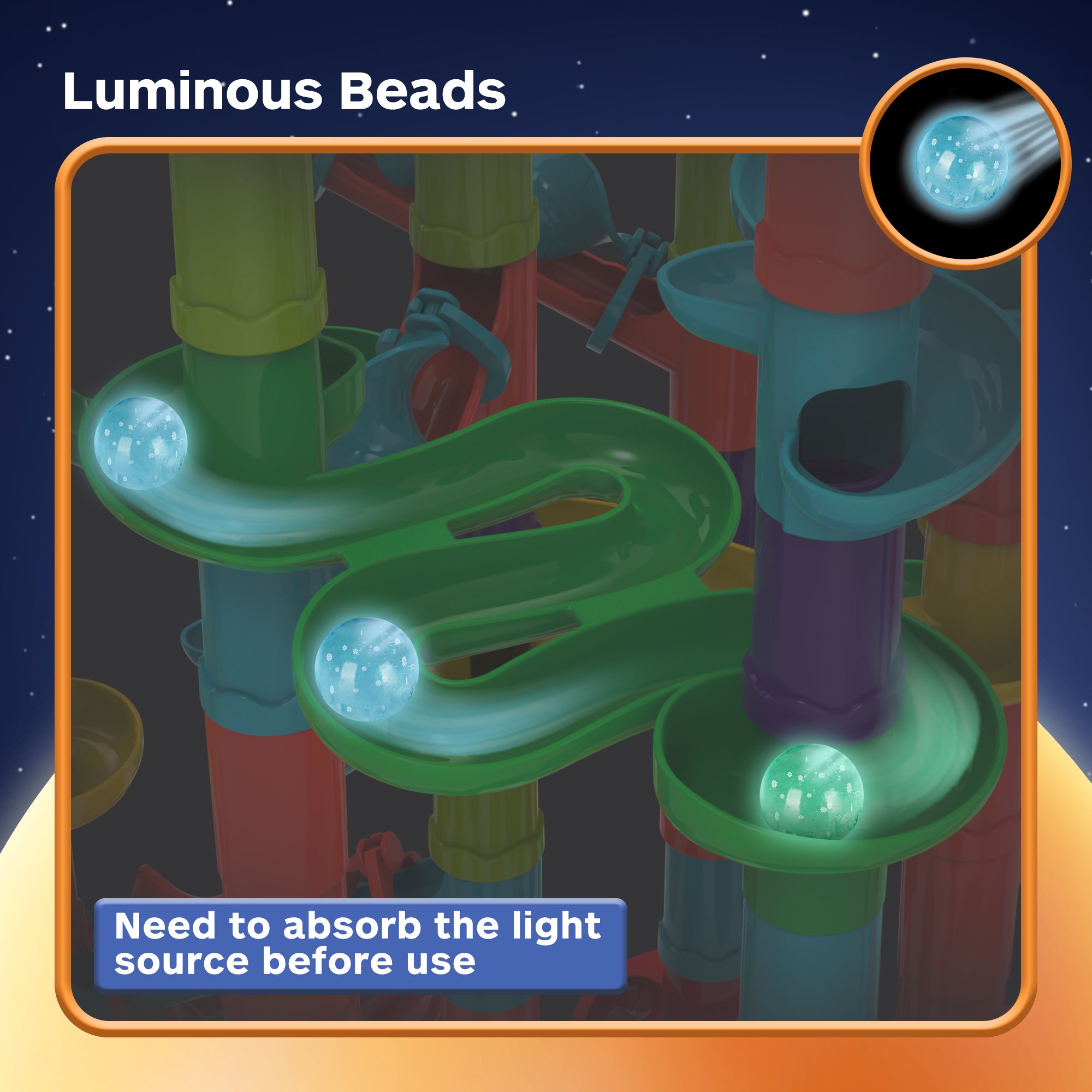 Fonderland 303pcs Large Marble Race Run Building Blocks with Luminous Beads Toys Educational Preschool Kids Deluxe Set