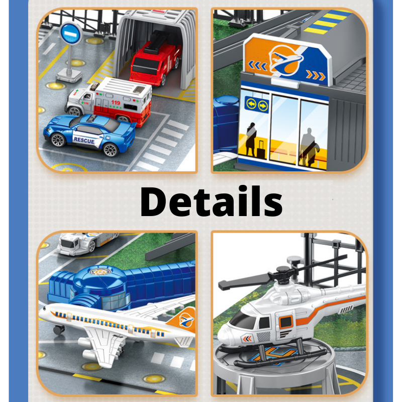 Large Aviation Airport Model Kids Play Transport Engineering Boys Toys Vehicles Car Planes