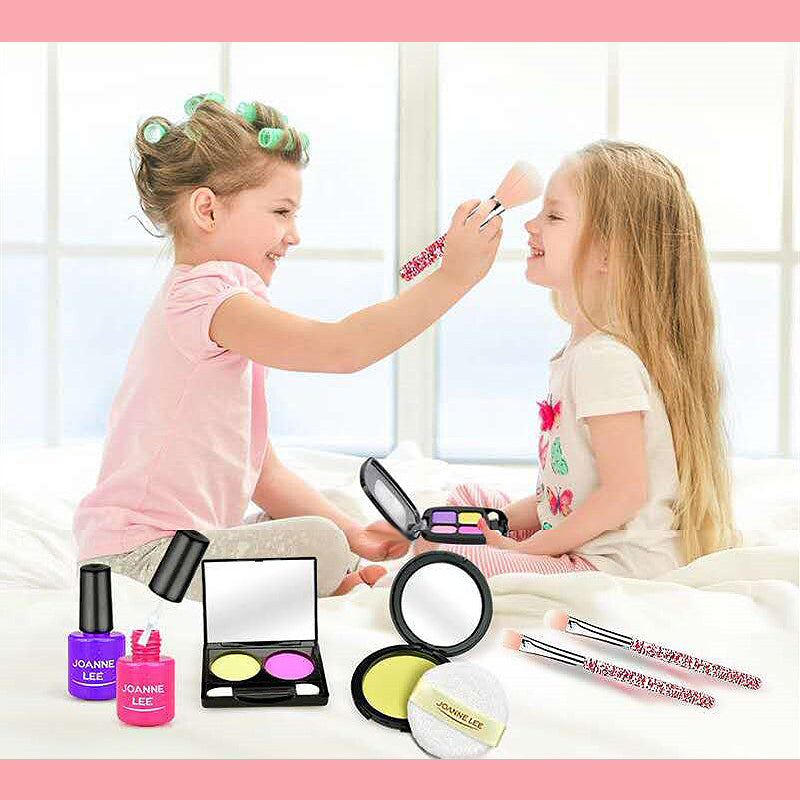 Kid Girls Makeup Set tool Eco-friendly Cosmetic Pretend Play Kit Princess Toy Red Bag