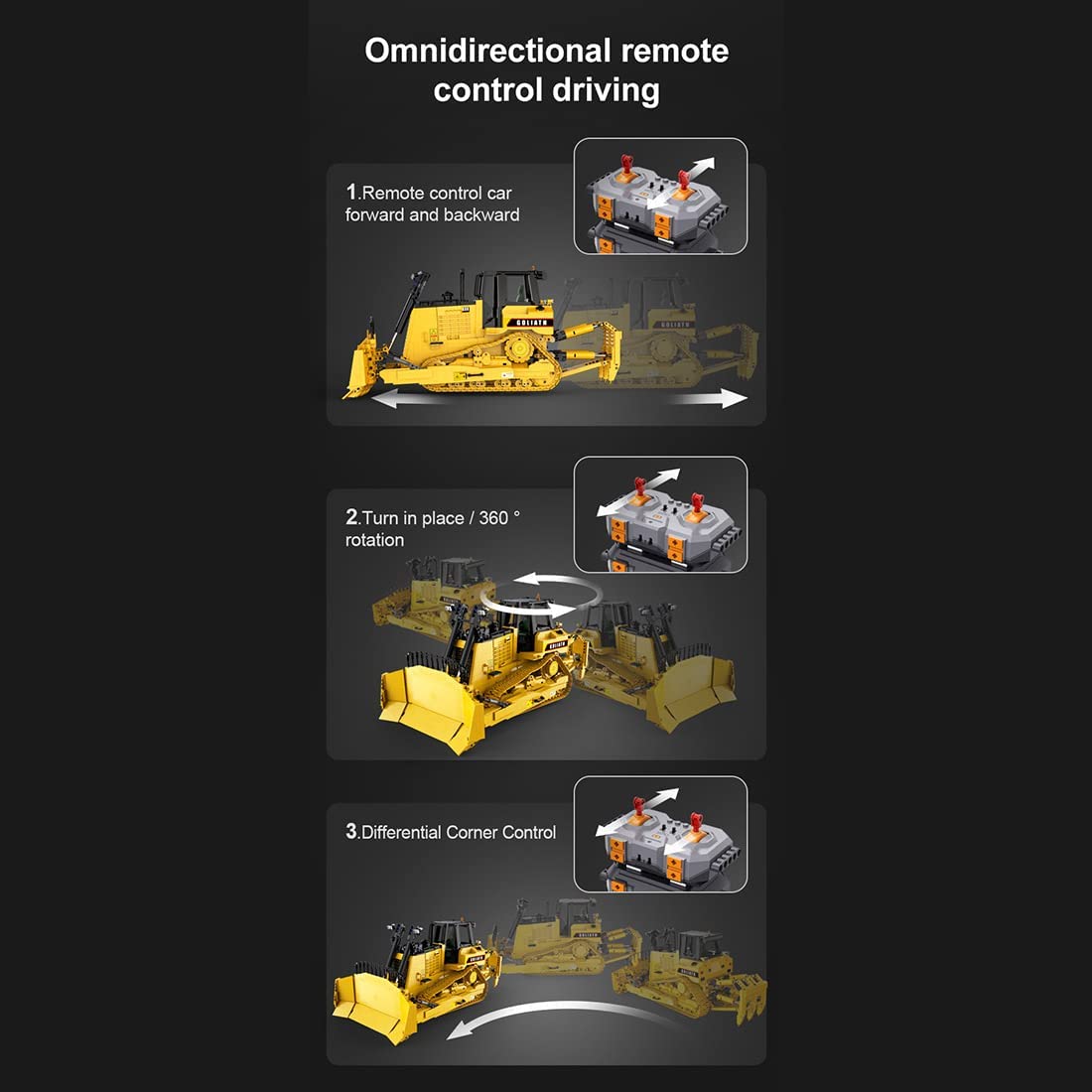 CaDA C61056W 2826PCS Goliath Bulldozer 1:16 RC Bulldozer Building Blocks Toy Set