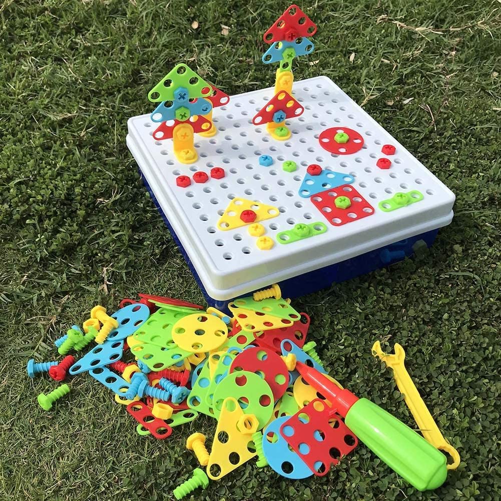 234pcs Mosaic Building Blocks Screws Nut DIY Puzzle Assemble Toy Set Child Gift