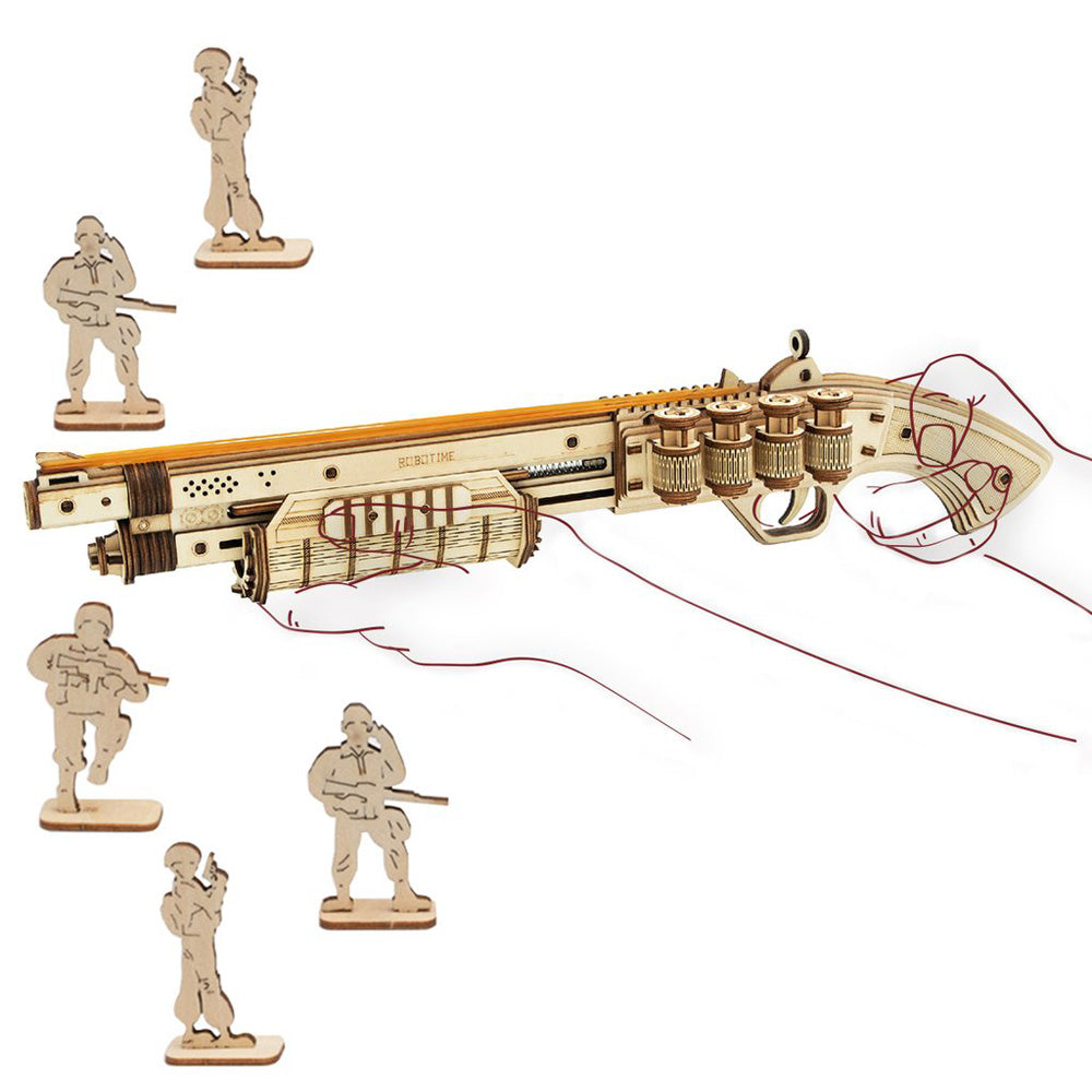 Robotime 3D DIY Wooden Puzzle Terminator M870 Justice Guard Gun Assembly Toy LQ501