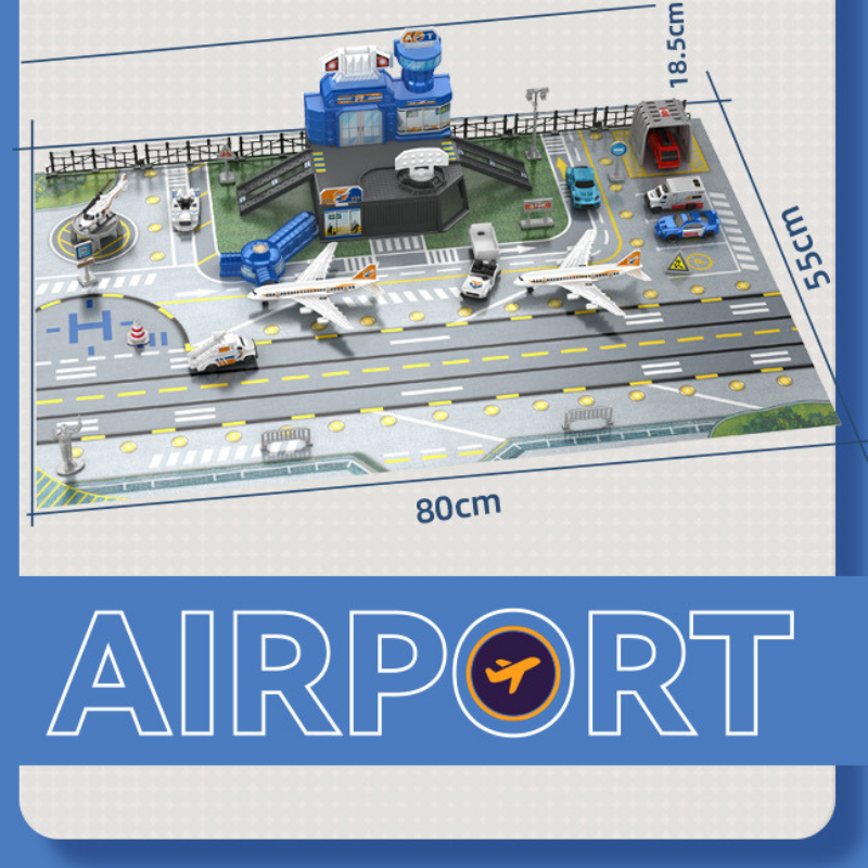 Large Aviation Airport Model Kids Play Transport Engineering Boys Toys Vehicles Car Planes