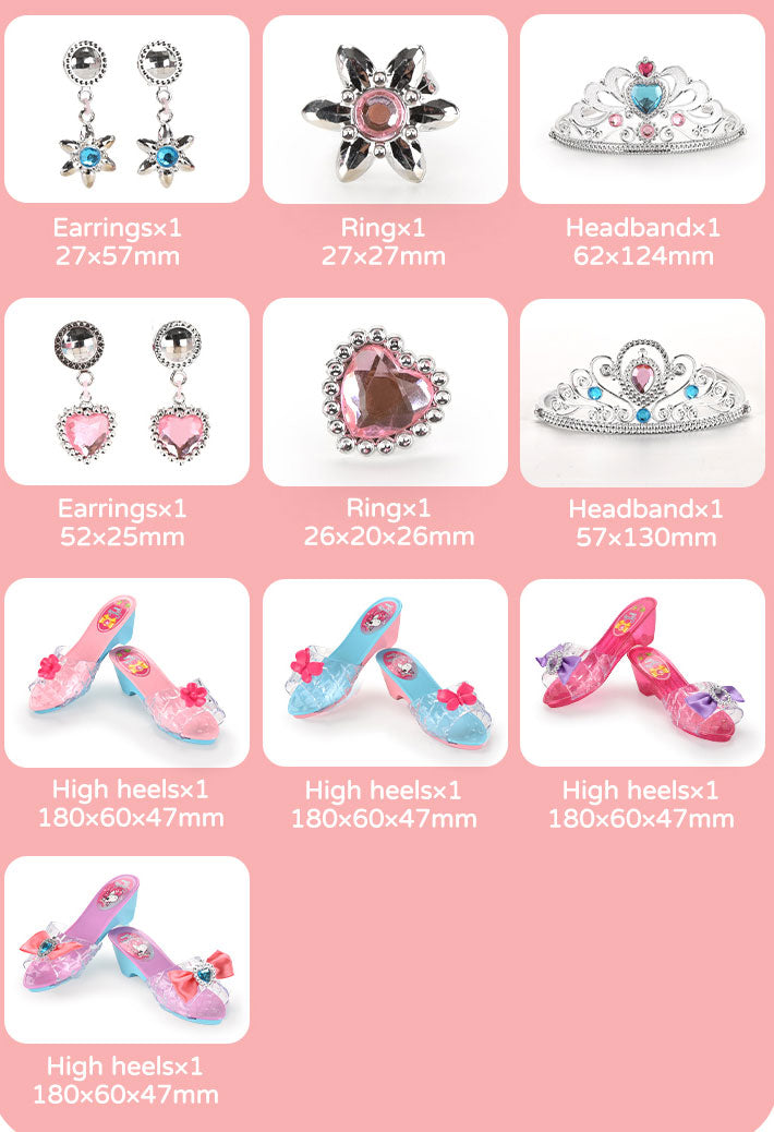 Girls Play Set Princess Toys Dress Up High Heels and Headband Role Play Collection Fashion Princess Toy