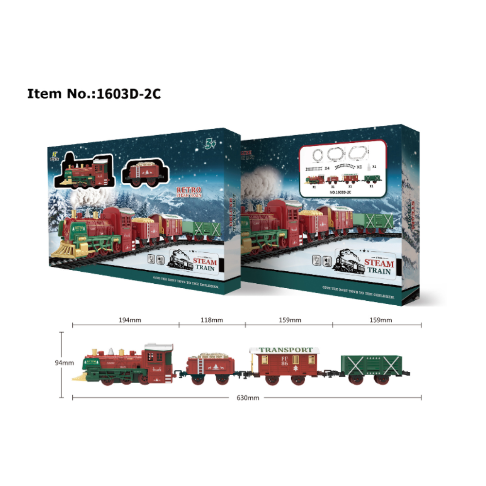 Christmas Steam Train Set for Kids with Light & Sounds Smoke Effect 10 Track Electric Train Set Great Accessory for Kids Gift