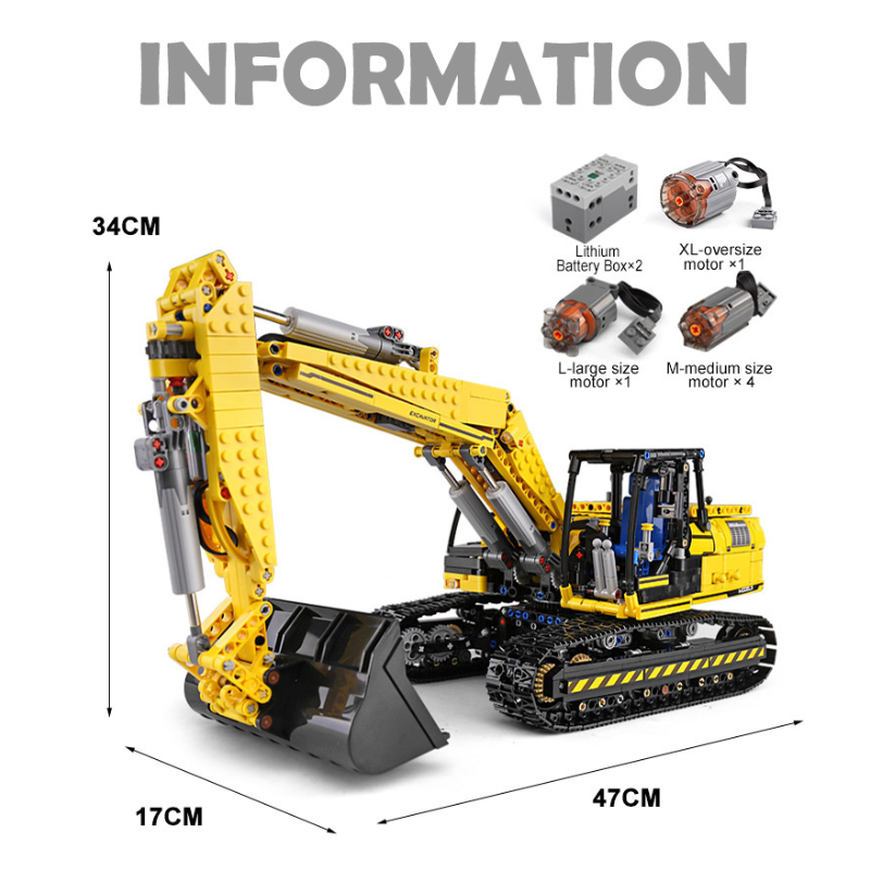 1830pcs Mould King 13112 Mechanical Digger Motorized Excavator APP Remote Control Building Blocks Toy Set